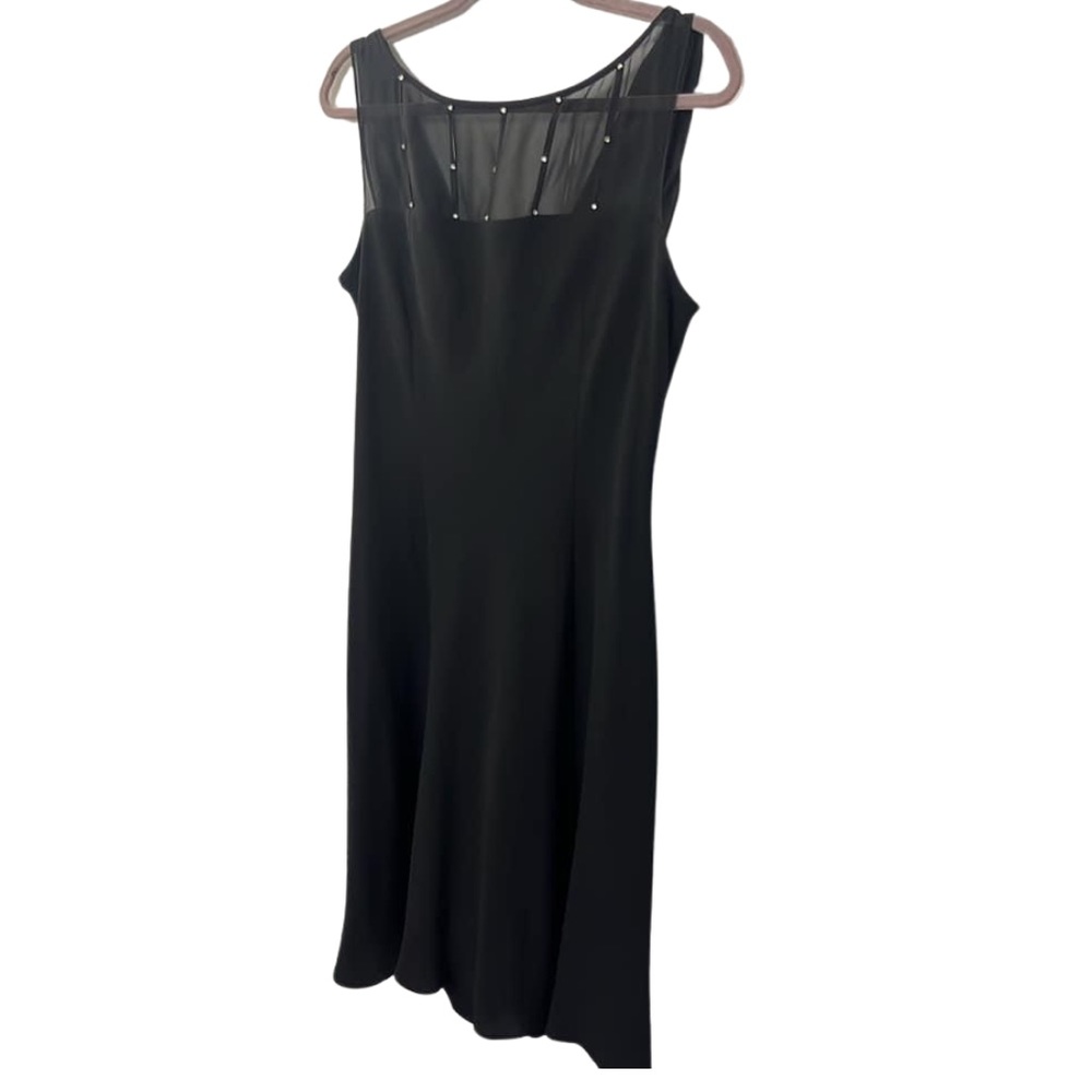 JONES NEW YORK BLACK SHEER CHIFFON JEWELED BODICE DRESS SIZE 16